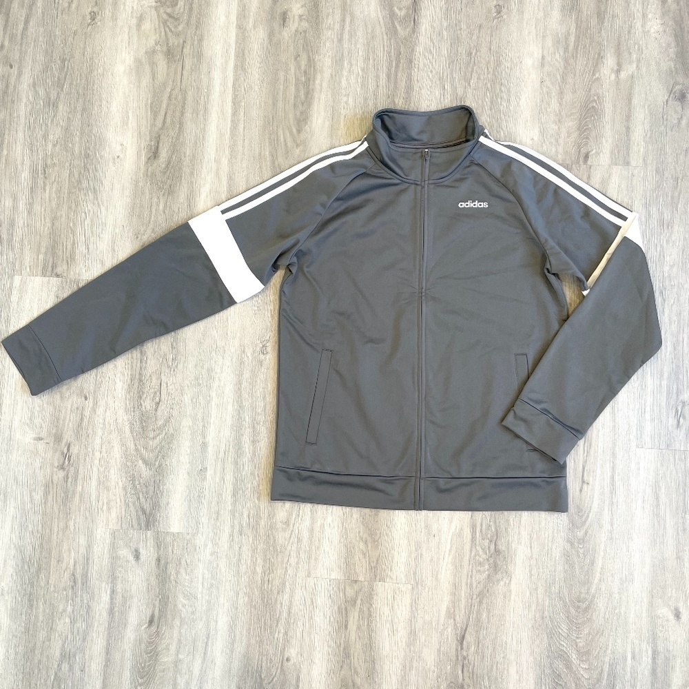 Adidas Gray & White Athletic Jacket